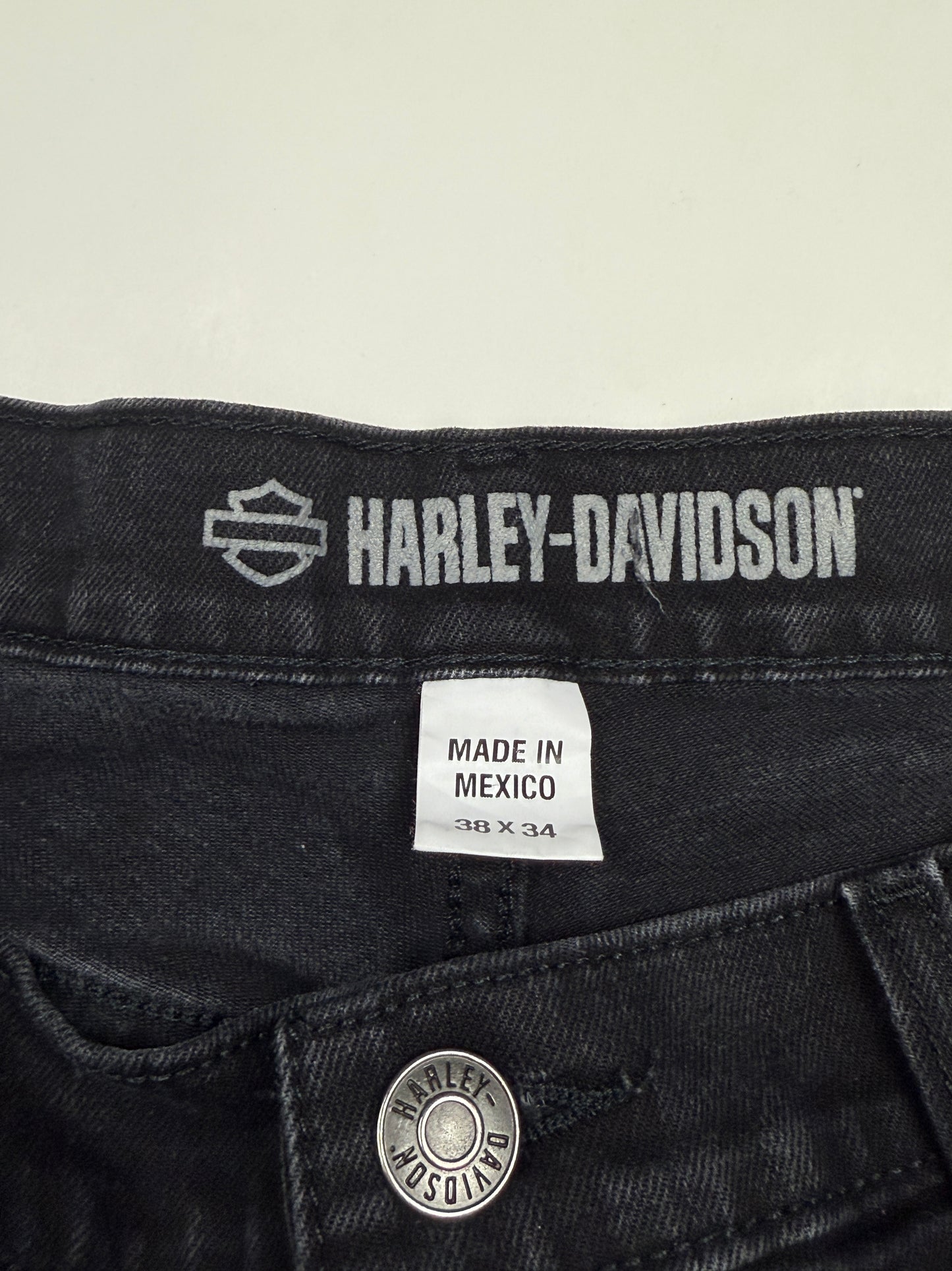 Harley Davidson Motorcycles Straight Jean Dark Black Denim Pants 38W