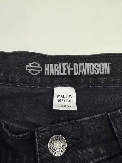 Harley Davidson Motorcycles Straight Jean Dark Black Denim Pants 38W