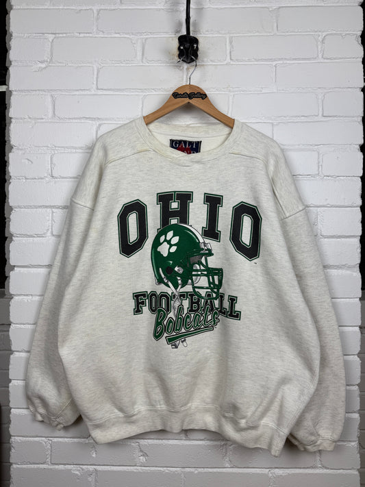 Vintage 90s Ohio University Bobcats Football Helmet Collegiate Crewneck Sweatshirt XXL