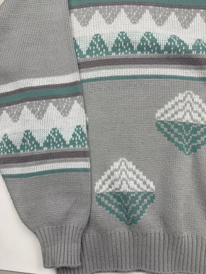 Vintage Town Craft Abstract Argyle Print Acrylic Knit Sweater Size L Made USA