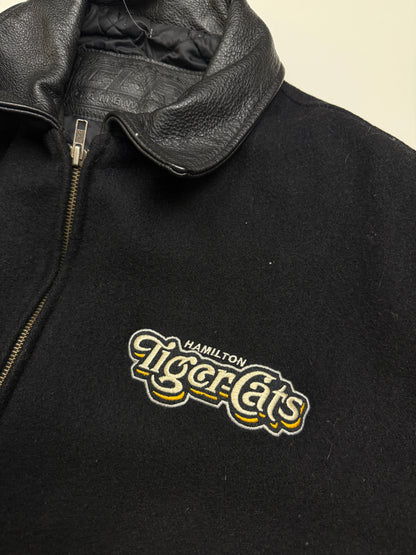 Vintage 90s Hamilton Tiger Cats Embroidered Wool Varsity Bomber Jacket Size XL