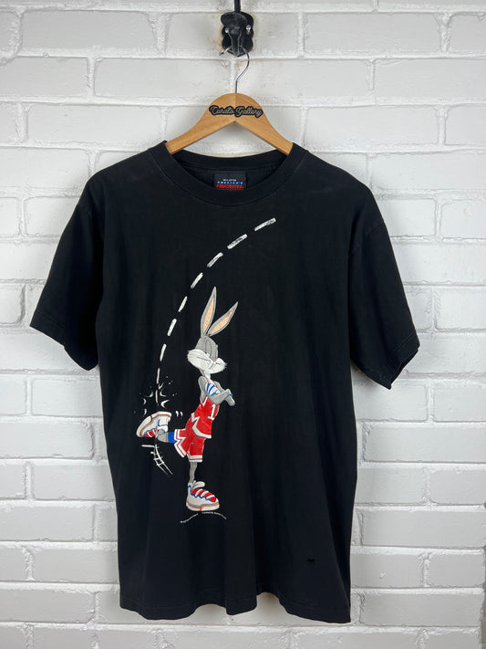 Vintage 1993 Looney Tunes Bugs Bunny Basketball Swoosh Sports Graphic T Shirt Size L