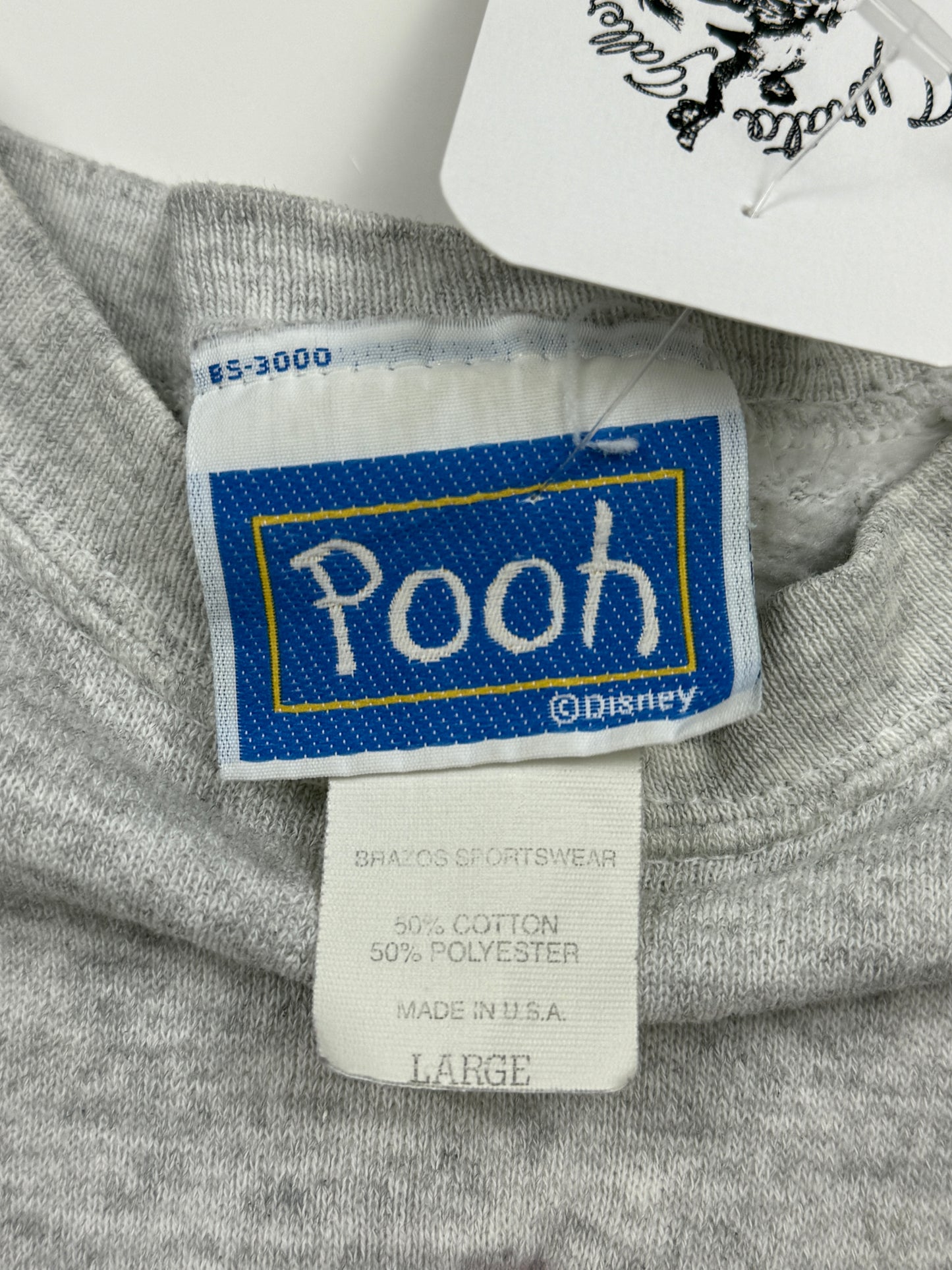 Vintage 90s Winnie The Poo Disney Embroidered Graphic Piglet Crewneck Sweatshirt Size L