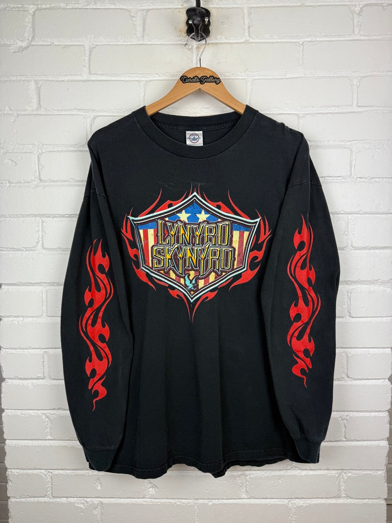 Vintage Lynrd Skynyrd Flames Tribal Free Bird Music Band Long Sleeve T Shirt Size XL