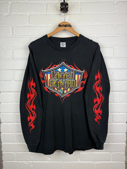 Vintage Lynrd Skynyrd Flames Tribal Free Bird Music Band Long Sleeve T Shirt Size XL