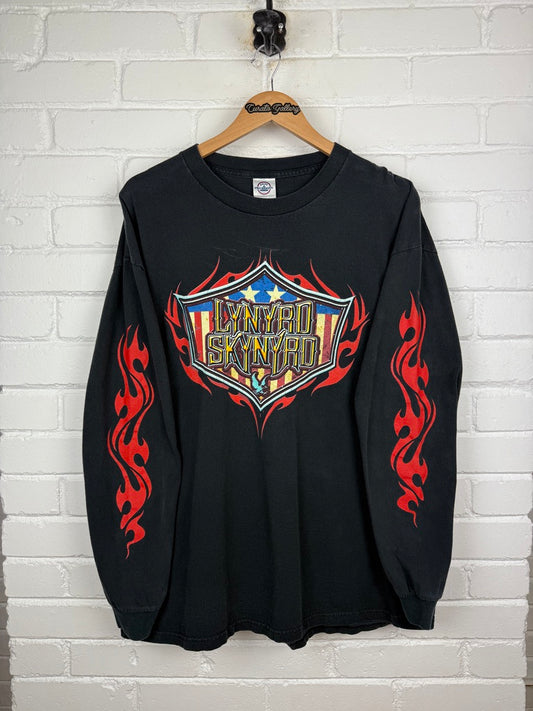 Vintage Lynrd Skynyrd Flames Tribal Free Bird Music Band Long Sleeve T Shirt Size XL