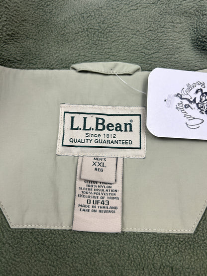 Vintage LL Bean Fleece Lined Nylon Bomber Jacket Size XXL Pistachio