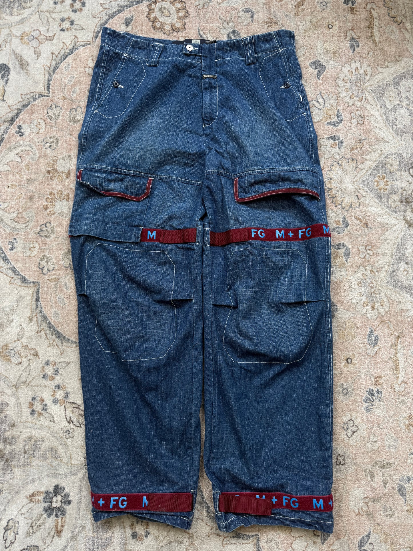 Vintage Y2K Marithe Francois Girbaud M+FG Baggy Cargo Denim Jeans Size 39W