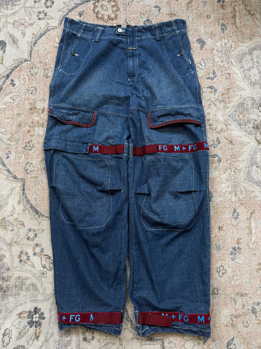 Vintage Y2K Marithe Francois Girbaud M+FG Baggy Cargo Denim Jeans Size 39W