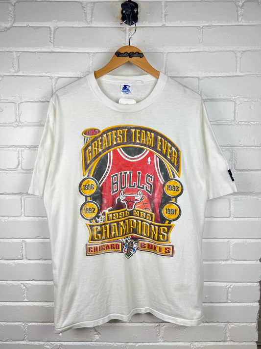 Vintage 1996 Chicago Bulls NBA Champions The Greatest Team Ever Starter T Shirt Size L 90s