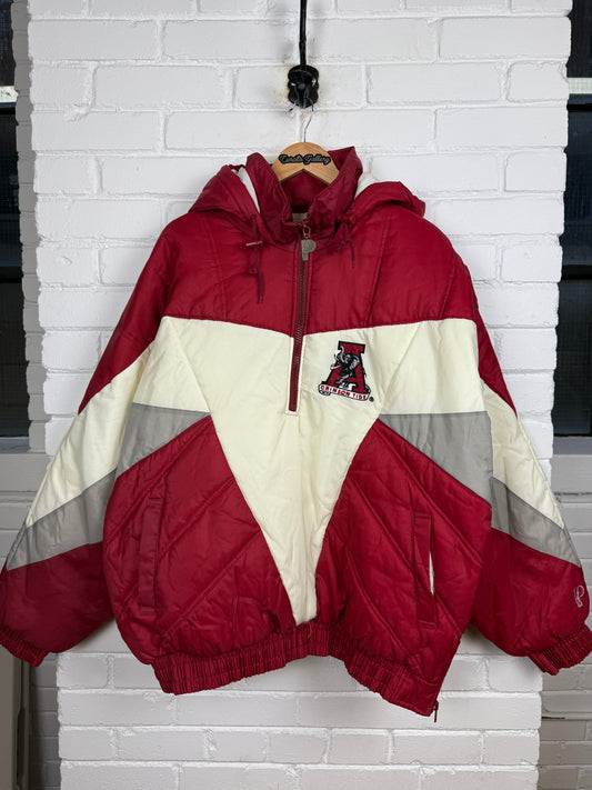 Vintage 90s Alabama Crimson Tide NCAA 1/2 Zip Insulated Pro Player Side Line Jacket Size XL