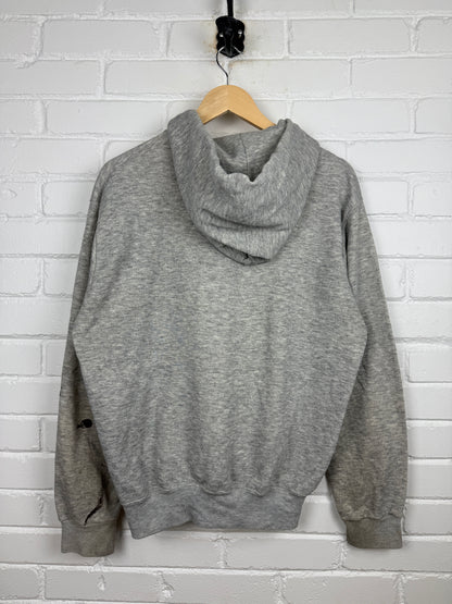 Vintage 80s Blank Heather Gray Cropped Boxy Hooded Sweatshirt Size L