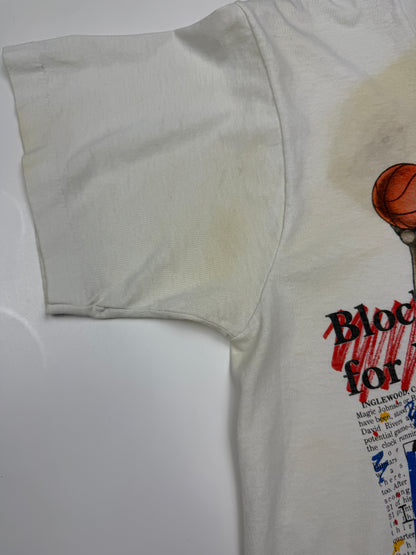 Vintage 1989 Joe Dumars #4 Detroit Pistons NBA Finals MVP Caricature Salem T Shirt Size XS