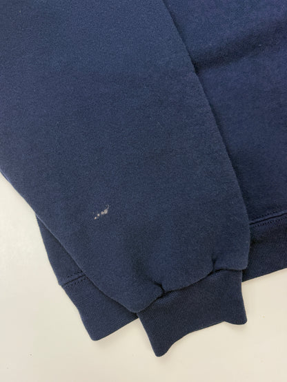 Russell Athletic Cropped Boxy Fit Blank Crewneck Sweatshirt Size M Navy Blue