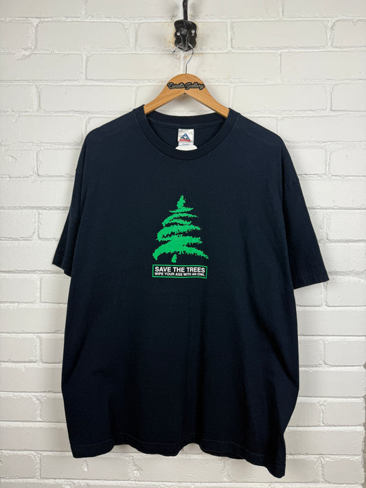 Vintage Save The Trees Wipe Your A** With An Owl Environmental Parody T Shirt Size XL