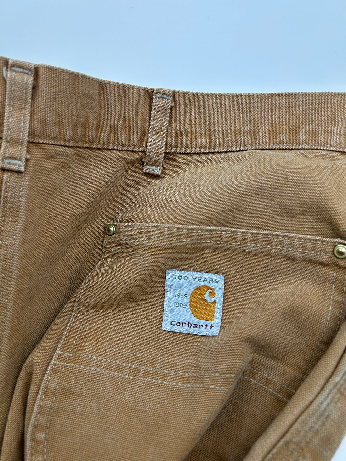 Vintage 1989 Carhartt Canvas 100 Year Anniversary Double Knee Pants Size 38W 80s