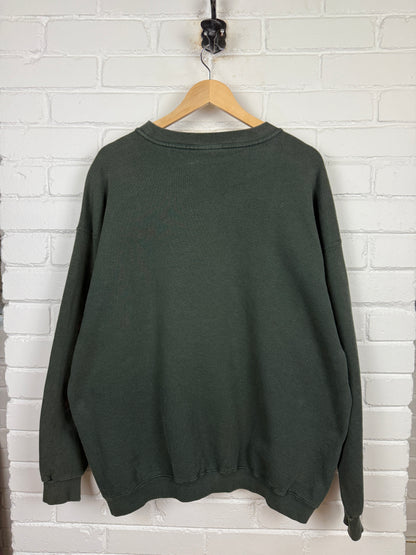 Vintage 90s Nike Athletics Embroidered Arc Spell Out Mini Swoosh Crewneck Sweatshirt Size XL
