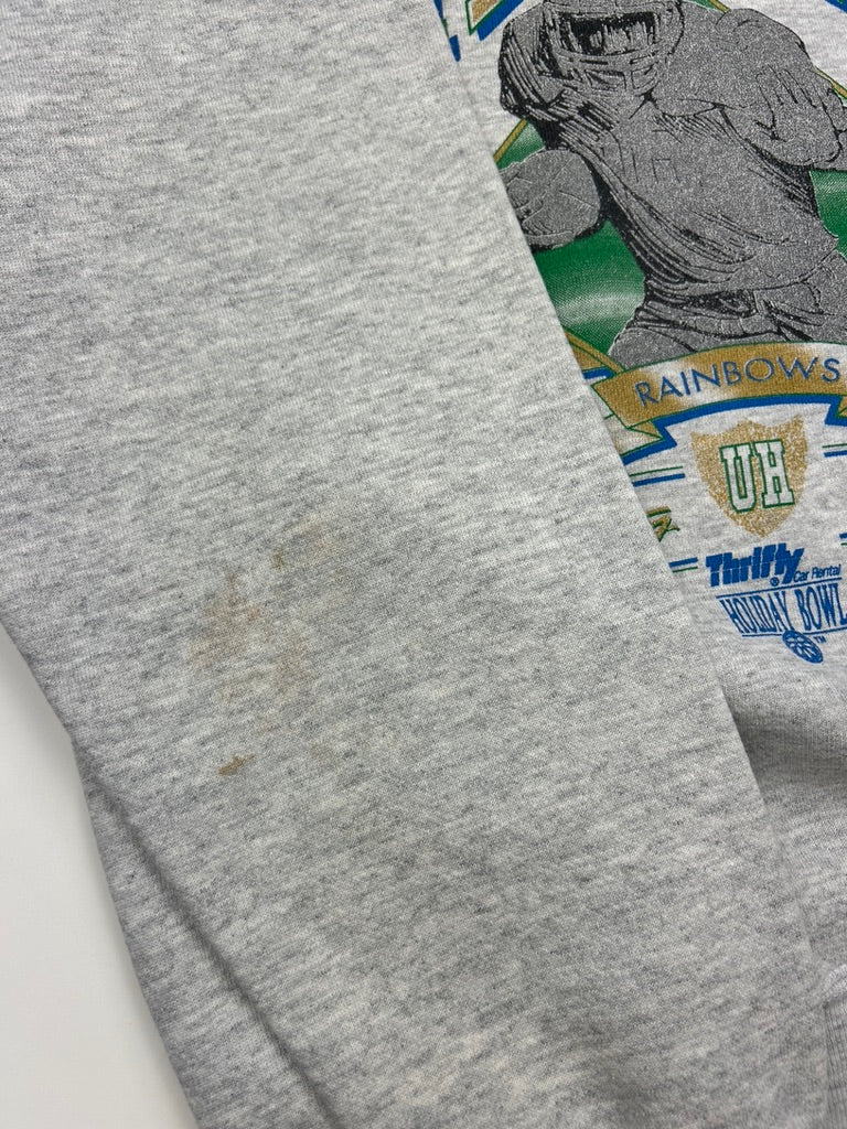 Vintage 1992 Hawaii Rainbows Holiday Bowl NCAA Football Collegiate Sweatshirt Size L 90s
