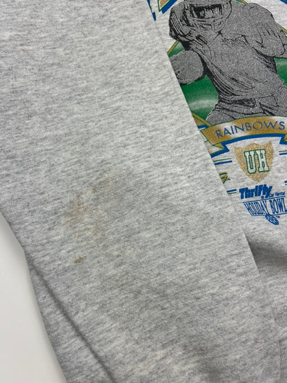 Vintage 1992 Hawaii Rainbows Holiday Bowl NCAA Football Collegiate Sweatshirt Size L 90s