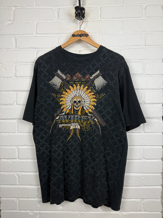 Vintage Y2K Avirex Bravehearts Skull Big Graphic T Shirt Size XL