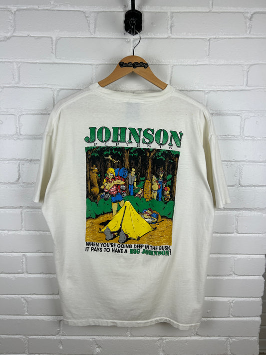 Vintage 1993 Big Johnson Pup Tents For People Who Need More Head Room T Shirt Size XL