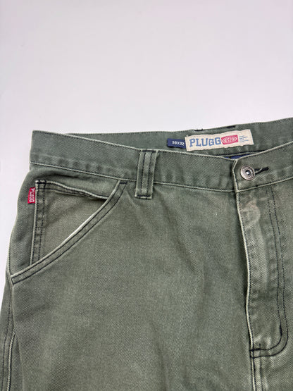 Vintage Y2K Plugg Double Knee Utility Pocket Baggy Carpenter Style Denim Pants Size 37W
