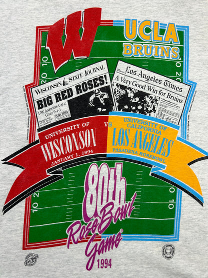 Vintage 1994 80th Rose Bowl Game Wisconsin Vs UCLA Football T Shirt Size XL 90s