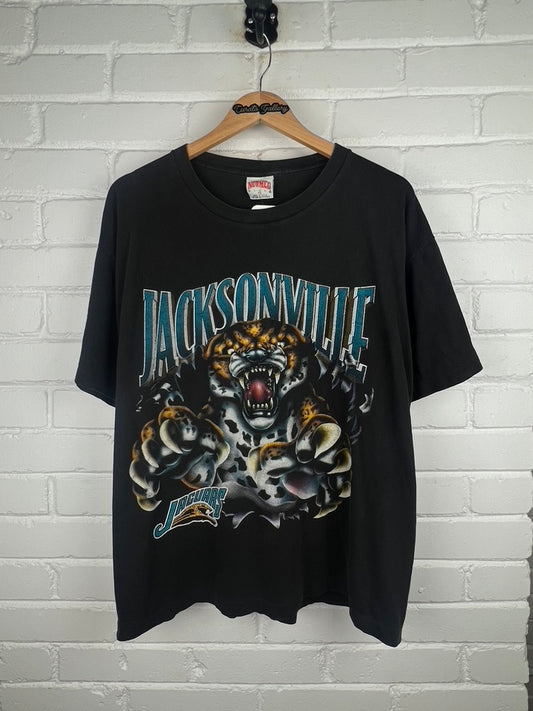 Vintage 1993 Jacksonville Jaguars Banned Logo NFL Breakthrough Nutmeg T Shirt Size XL 90s