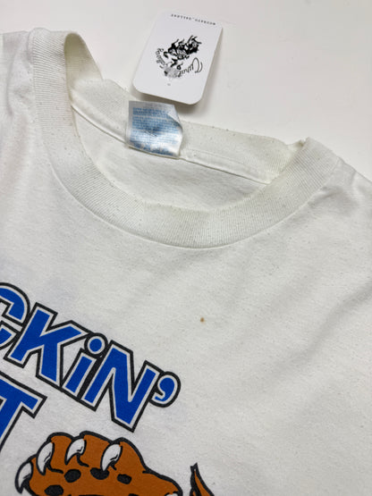 Vintage 90s Kentucky Wildcats Basketball NCAA Kickin Butt Is Our Business T Shirt Size XXL