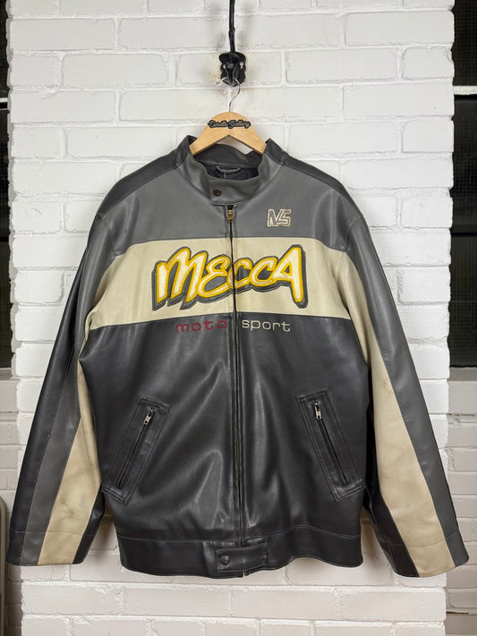 Vintage Y2K Mecca Motosport Quilted Lined Cafe Racer Motorcycle Jacket Size L
