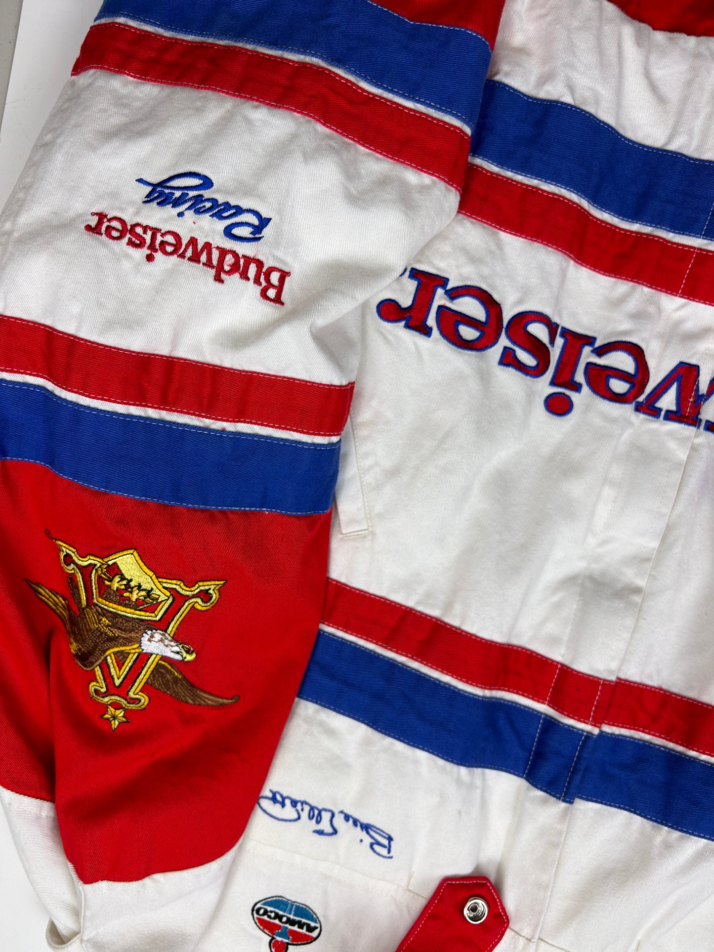 Vintage 90s Bill Elliott Budweiser Racing Embroidered Nascar Jacket Size XL
