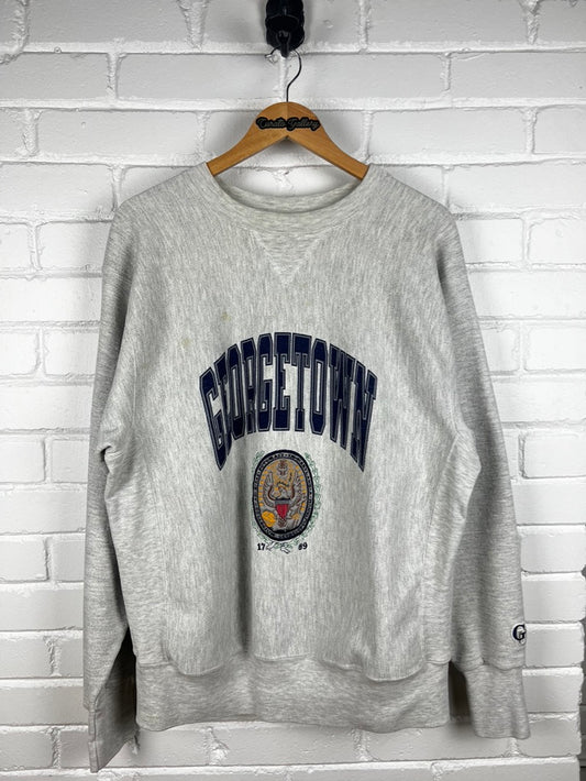 Vintage 90s Georgetown Hoyas Embroidered Crest Arc Spell Out Sweatshirt Size XL
