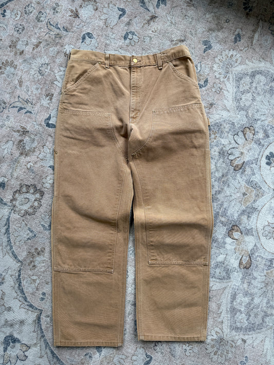 Vintage 90s Carhartt Canvas Work Wear Dungaree Fit Double Knee Pants Size 35W