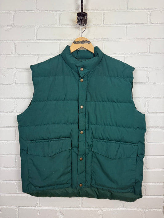 Vintage 90s Cabelas Goose Down Puffer Insulated Vest Size L Forrest Green