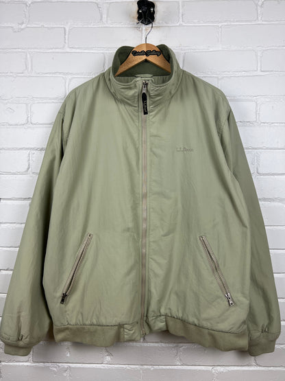 Vintage LL Bean Fleece Lined Nylon Bomber Jacket Size XXL Pistachio