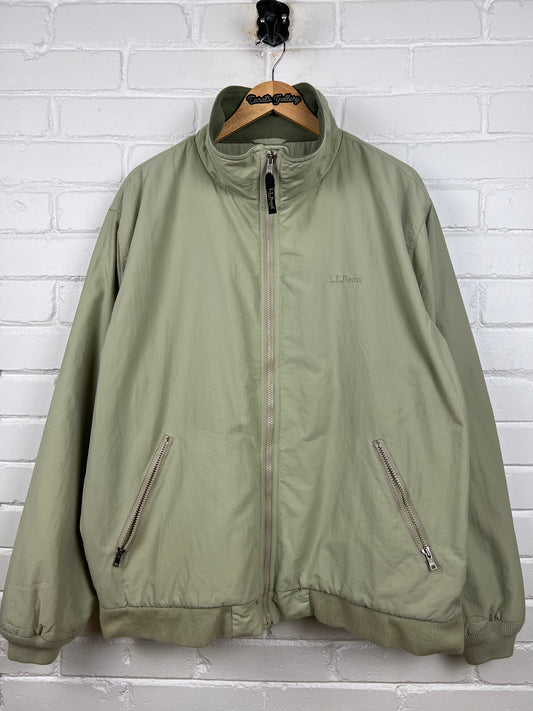 Vintage LL Bean Fleece Lined Nylon Bomber Jacket Size XXL Pistachio