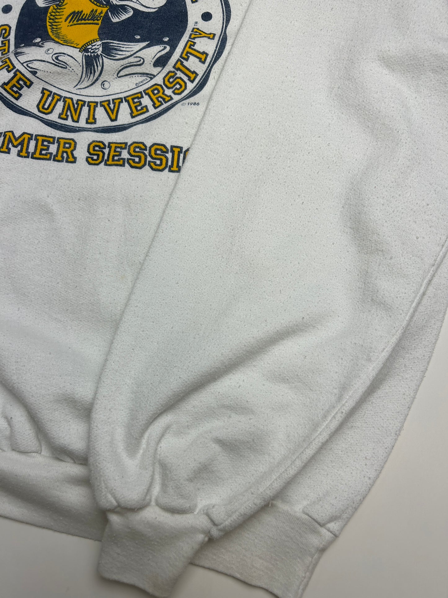 Vintage 1986 Myrtle Beach State University Mullets Crest Pulp Fiction Sweatshirt Size L 80s