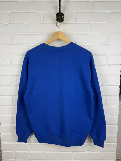 Vintage 90s Russell Athletic Blank Crewneck Sweatshirt Size L Royal Blue