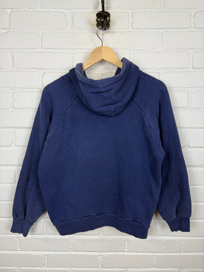 Vintage 80s Poplar Thermal Lined Blank Full Zip Hooded Sweatshirt Size XS