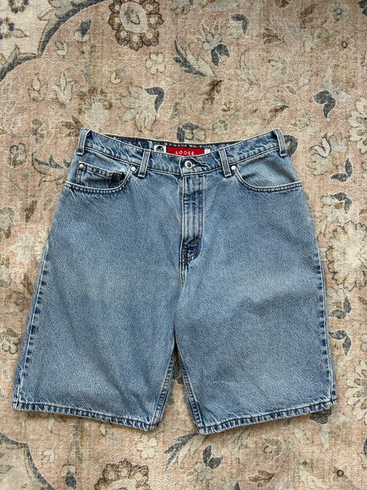 Vintage L90s Levis Silver Tab Light Wash Loose Fit Jean Jorts Shorts Size 32W