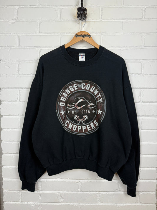 Vintage Y2K Orange County Choppers OCC NY Crew Logo Crest Crewneck Sweatshirt Size L