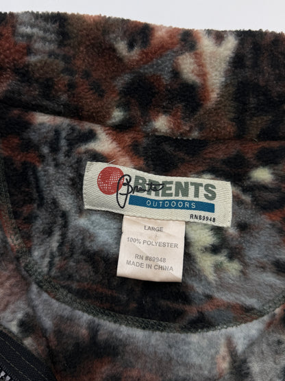 Vintage Brents Tree Camo All Over Print Fleece Full Zip Sweater Size L