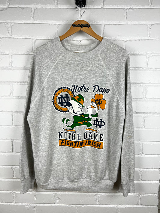 Vintage 80s Notre Dame Fighting Irish Colliegate Crest Graphic Sweatshirt Size XL