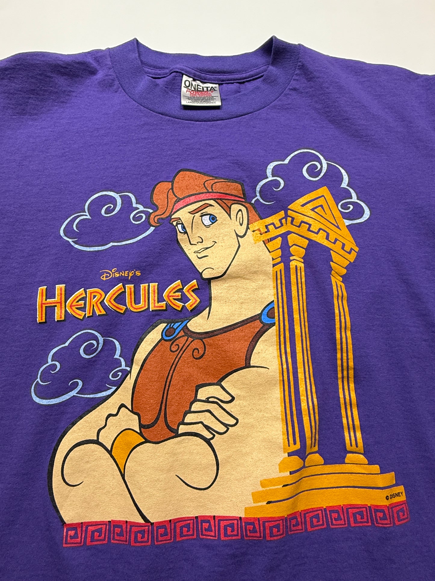 Vintage 90s Hercules Disney Animated Movie Promo Graphic T Shirt Size L