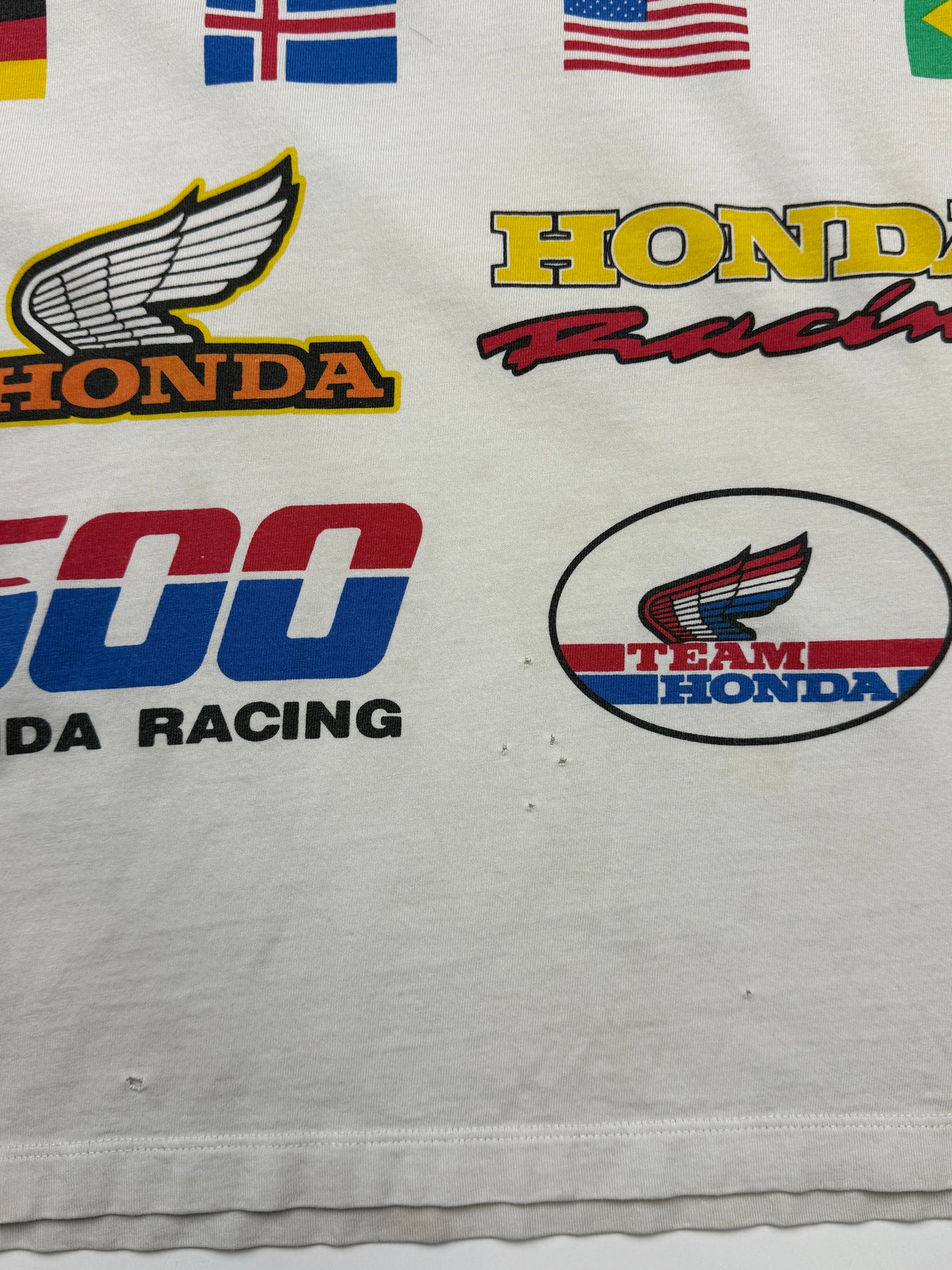 Vintage 90s Honda Racing 500 Flags Sleeve Spell Out Long Sleeve T Shirt Size L