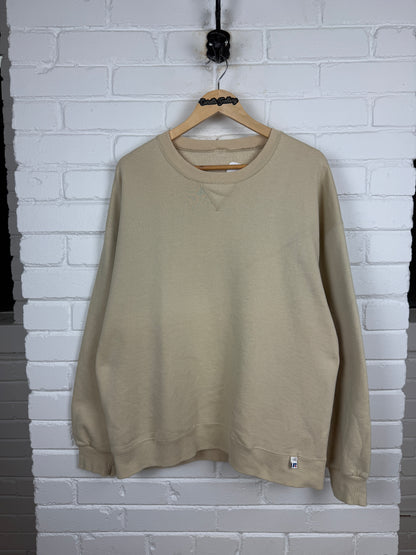 Vintage Russell Athletic Boxy Fit Blank Crewneck Sweatshirt Size XL Cream