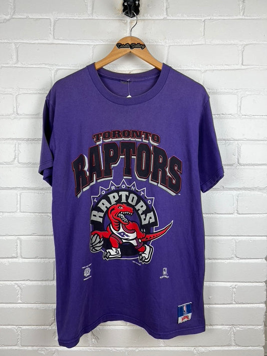 Vintage 1994 Toronto Raptors Big Logo Arc Spell Out NBA Nutmeg T Shirt Size L