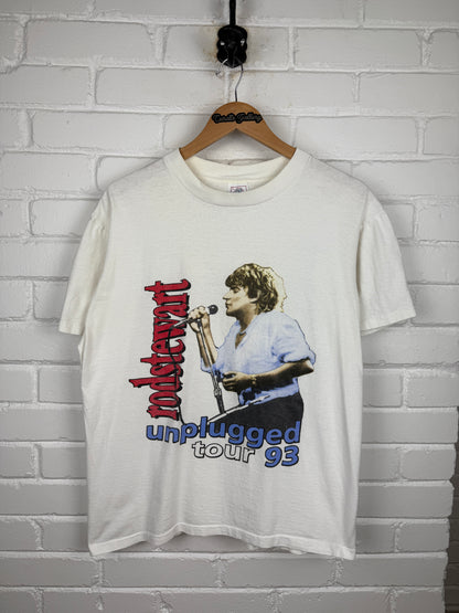 Vintage 1993 Rod Stewart Unplugged Tour Parking Lot Band Music T Shirt Size L 90s