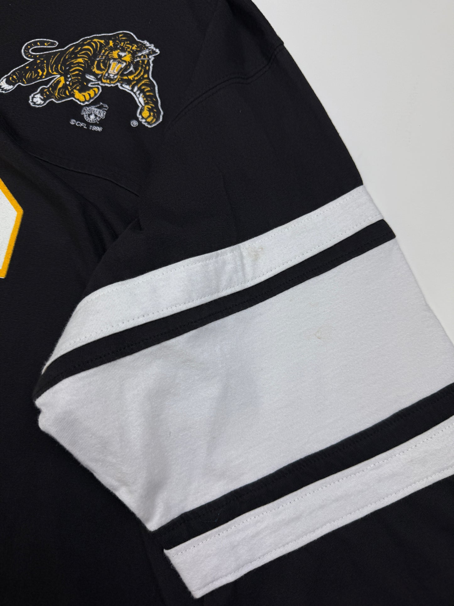 Vintage 1996 Hamilton Tiger Cats Number 96 Football Ravens T Shirt Jersey Size M