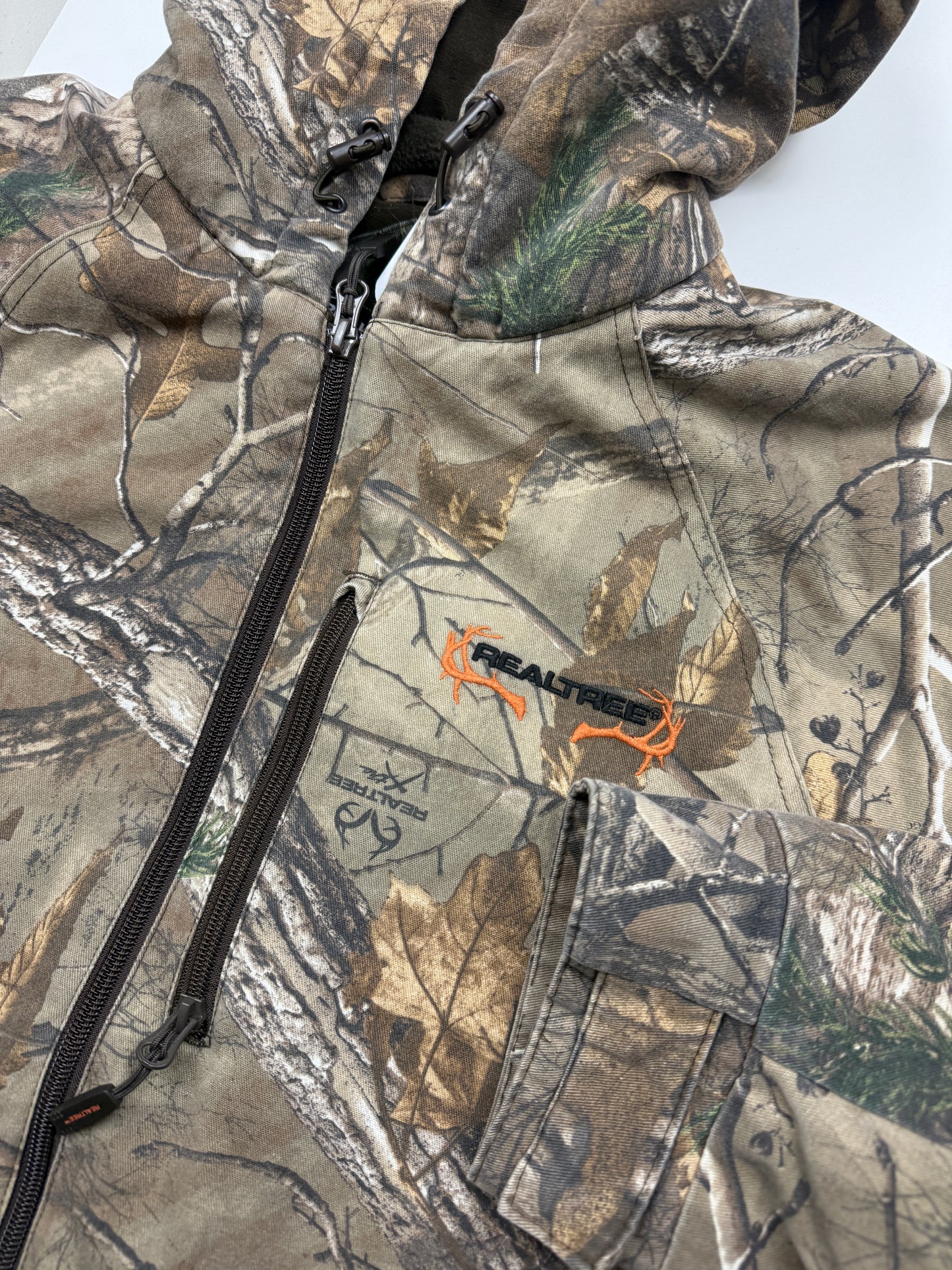 Real Tree XTRA Camo Embroidered Spell Out Insulated Hooded Jacket Size XL